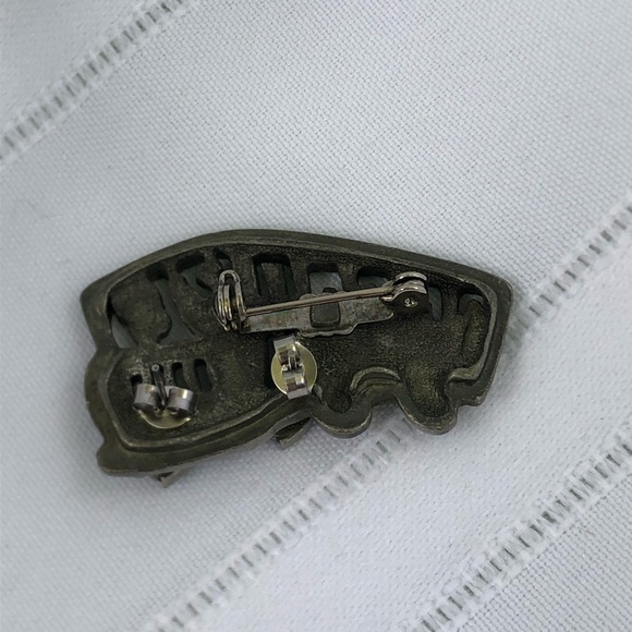 Vtg Silver School Bus Brooch and Earrings Set - Picture 4 of 8